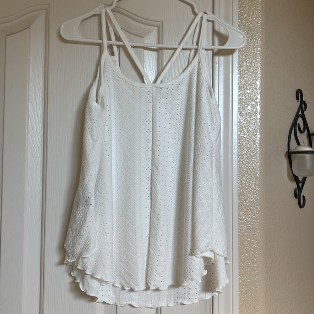 White Lace Women's Top paired denim low rise shorts outfit bundle. - Picture 5 of 5